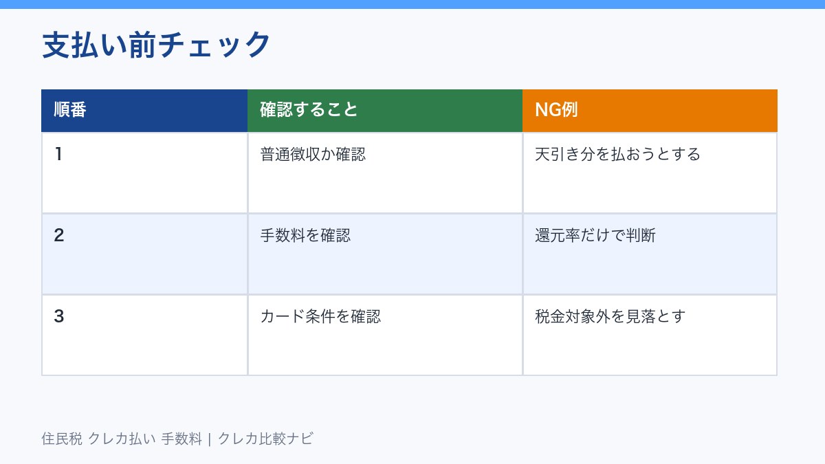 住民税クレカ払い前の確認フロー